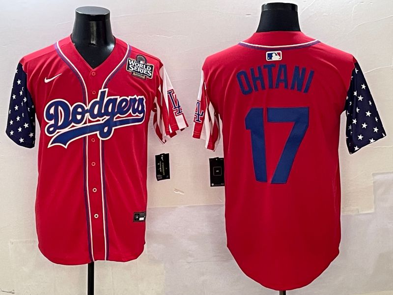 Men Los Angeles Dodgers #17 Ohtani Red a generation of national flags Joint name 2025 Nike MLB Jersey style 20->houston astros->MLB Jersey